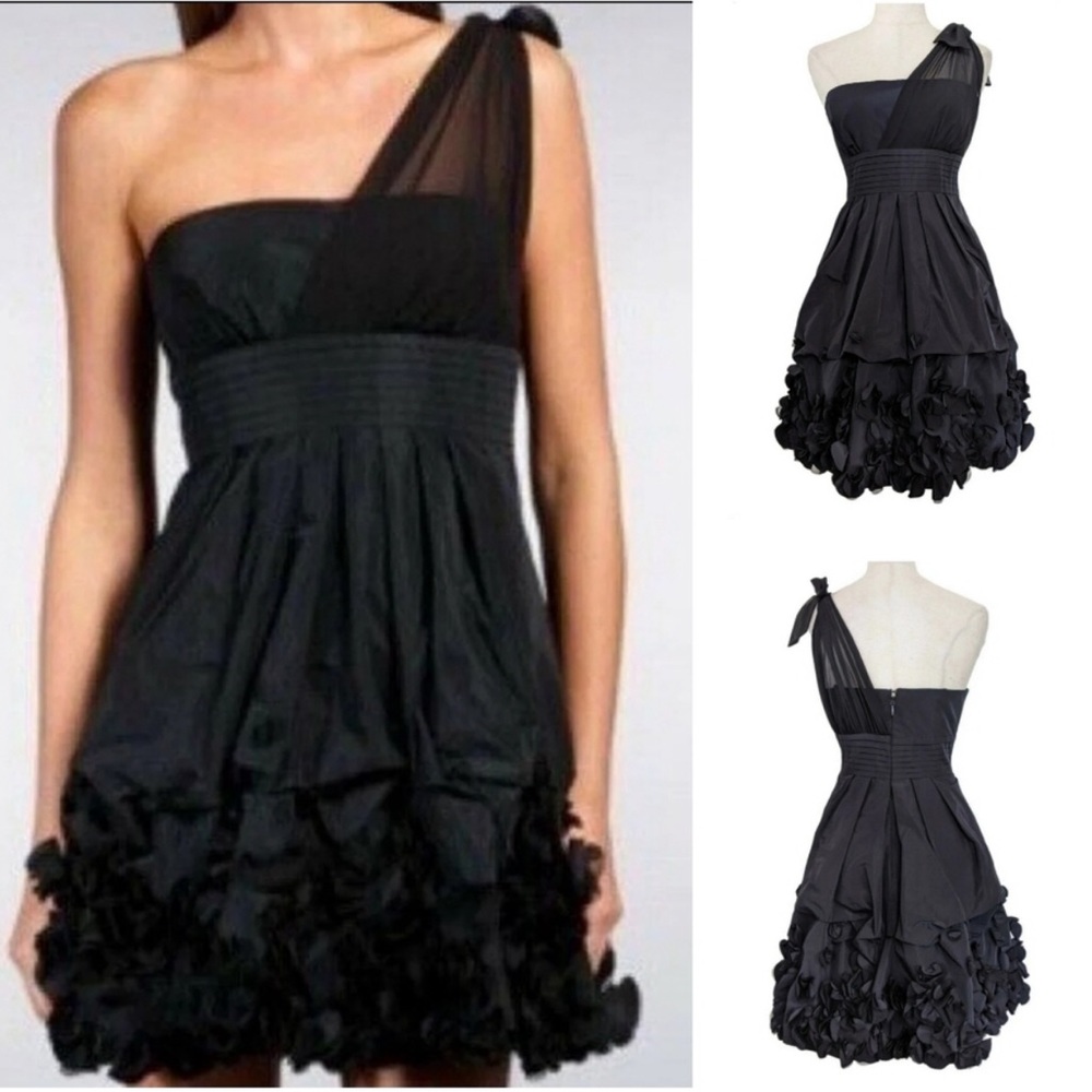 NWT BCBGMAXAZRIA Liv One Shoulder Cocktail LBD 0 - Picture 3 of 12